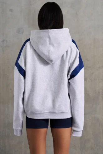 Oversized hoodie van katoenfleece in gemêleerd grijs