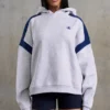 Oversized hoodie van katoenfleece in gemêleerd grijs