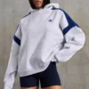 Oversized hoodie van katoenfleece in gemêleerd grijs