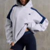 Oversized hoodie van katoenfleece in gemêleerd grijs