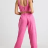 Oversized joggingbroek van geborsteld jersey in felroze