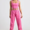 Oversized joggingbroek van geborsteld jersey in felroze