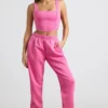 Oversized joggingbroek van geborsteld jersey in felroze