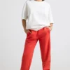 Oversized joggingbroek van geborsteld jersey in rood