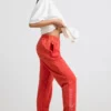Oversized joggingbroek van geborsteld jersey in rood