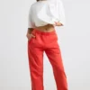 Oversized joggingbroek van geborsteld jersey in rood