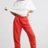 Oversized joggingbroek van geborsteld jersey in rood