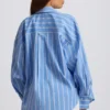 Oversized katoenen popeline overhemd met strepen in blauw