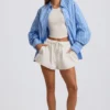 Oversized katoenen popeline overhemd met strepen in blauw