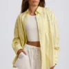 Oversized katoenen popeline overhemd met strepen in gele strepen
