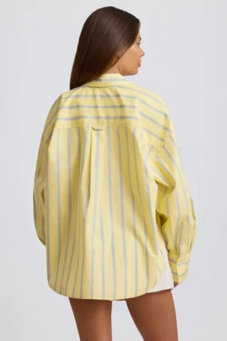 Oversized katoenen popeline overhemd met strepen in gele strepen