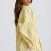 Oversized katoenen popeline overhemd met strepen in gele strepen
