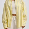 Oversized katoenen popeline overhemd met strepen in gele strepen