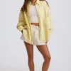 Oversized katoenen popeline overhemd met strepen in gele strepen