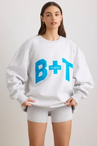 Oversized sweatshirt met ronde hals in grijs gemêleerd