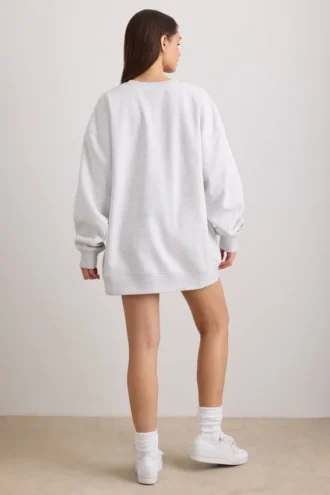 Oversized sweatshirt met ronde hals in grijs gemêleerd