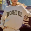 Oversized sweatshirt met ronde hals in ivoorkleur