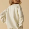 Oversized sweatshirt met ronde hals in ivoorkleur