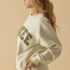 Oversized sweatshirt met ronde hals in ivoorkleur