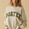 Oversized sweatshirt met ronde hals in ivoorkleur