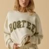 Oversized sweatshirt met ronde hals in ivoorkleur