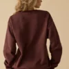 Oversized sweatshirt met ronde hals in mahonie