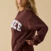 Oversized sweatshirt met ronde hals in mahonie