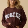 Oversized sweatshirt met ronde hals in mahonie