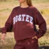 Oversized sweatshirt met ronde hals in mahonie