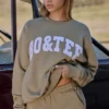 Oversized sweatshirt met ronde hals in zacht olijfgroen
