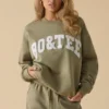 Oversized sweatshirt met ronde hals in zacht olijfgroen