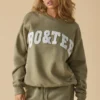 Oversized sweatshirt met ronde hals in zacht olijfgroen