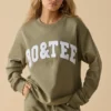 Oversized sweatshirt met ronde hals in zacht olijfgroen