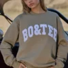 Oversized sweatshirt met ronde hals in zacht olijfgroen