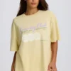 Oversized T-shirt met print in Lemon