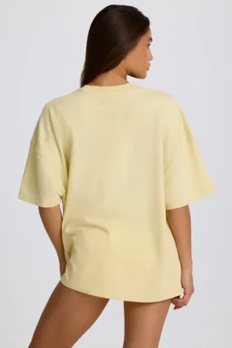 Oversized T-shirt met print in Lemon