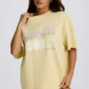 Oversized T-shirt met print in Lemon