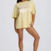 Oversized T-shirt met print in Lemon