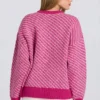 Oversized trui met gebreid logo in magenta roze