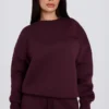 Oversized trui met ronde hals in bordeaux
