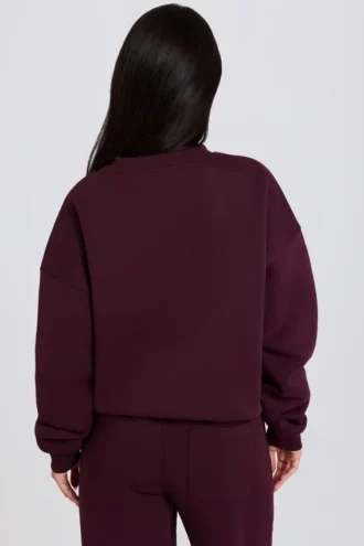 Oversized trui met ronde hals in bordeaux