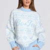 Oversized trui van jacquardbreisel in poederblauw