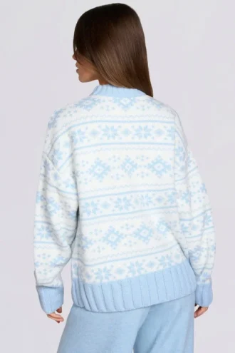 Oversized trui van jacquardbreisel in poederblauw