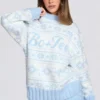 Oversized trui van jacquardbreisel in poederblauw