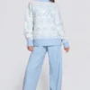 Oversized trui van jacquardbreisel in poederblauw