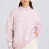Oversized trui van jacquardbreisel in roze