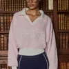 Oversized V-hals trui van katoenen jersey in poederroze