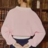 Oversized V-hals trui van katoenen jersey in poederroze