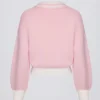 Oversized V-hals trui van katoenen jersey in poederroze