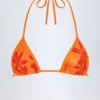 Paita driehoekige bikinitop met oranje orchideeënprint